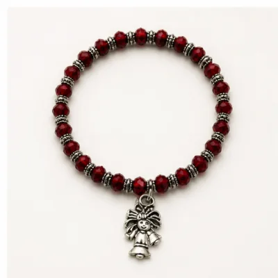Pulseira vermelha de cristais 20 mm com pendente de menina