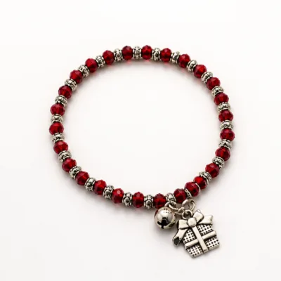 Pulseira vermelha de cristais 21 mm com pendente de presente