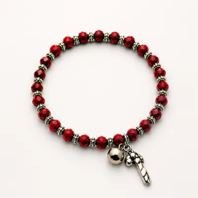 Pulseira vermelha de cristais 23 mm com pendente de sapato