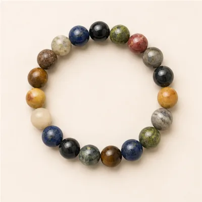 Pulseira multicolor de pedra natural com contas de 10 mm