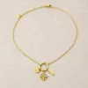 colar dourado rosa dos ventos barra, variante dourada, pedra clara, referência K2030-068-1
