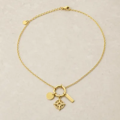 colar dourado rosa dos ventos barra, variante dourada, pedra clara, referência K2030-068-1