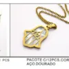 Layered Gold Shell Hamsa Necklace | K2104-002-5, K2104-002-5