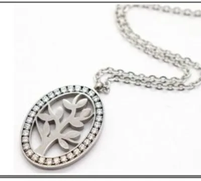 Natural Steel Tree Medallion Necklace | K2105-009-2, K2105-009-2