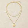 Colar Dourado de Duas Camadas e Medalhão, K2150-011-1