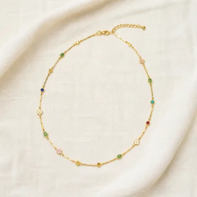 Colar dourado multicolor em aço inoxidável