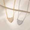 Colar de coração com cristais em dourado e prateado