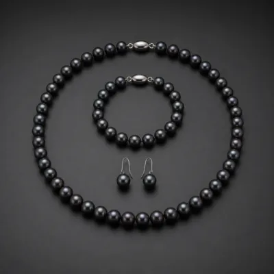 Conjunto preto de pérolas